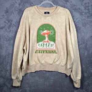 Dravus Universe Mushroom Graphic Sweatshirt Beige XL Crewneck Streetwear